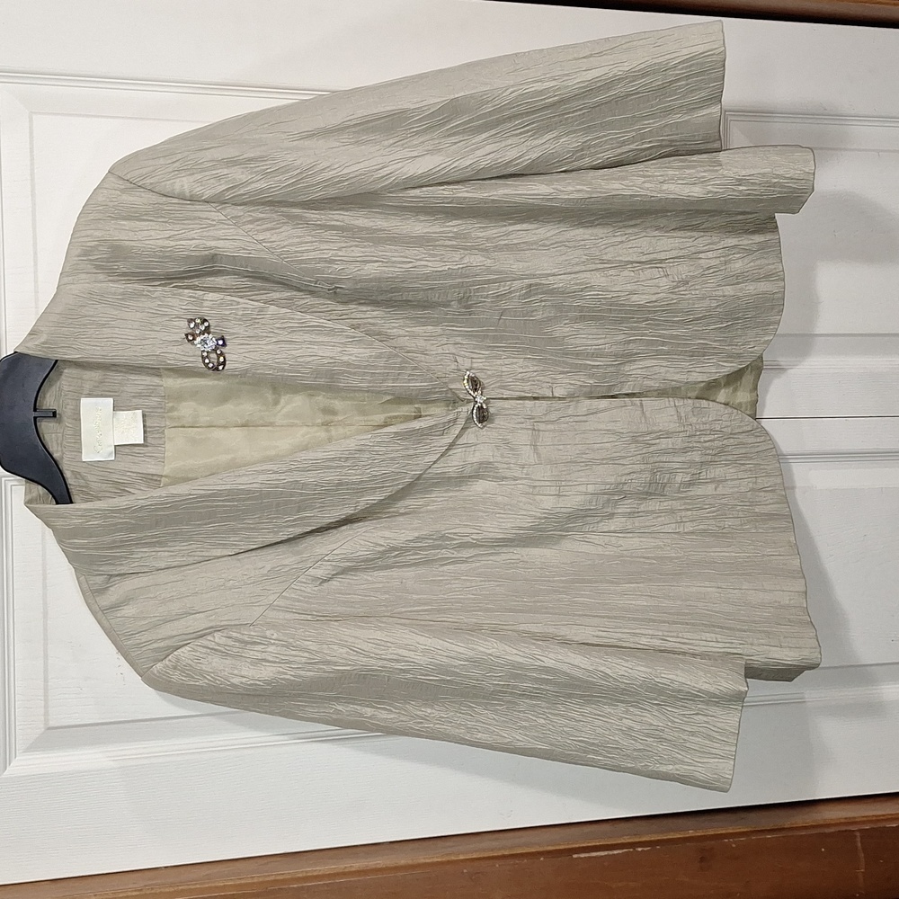 Vintage Corinthians taffeta boxy blazer - oversized relaxed- L - sage green